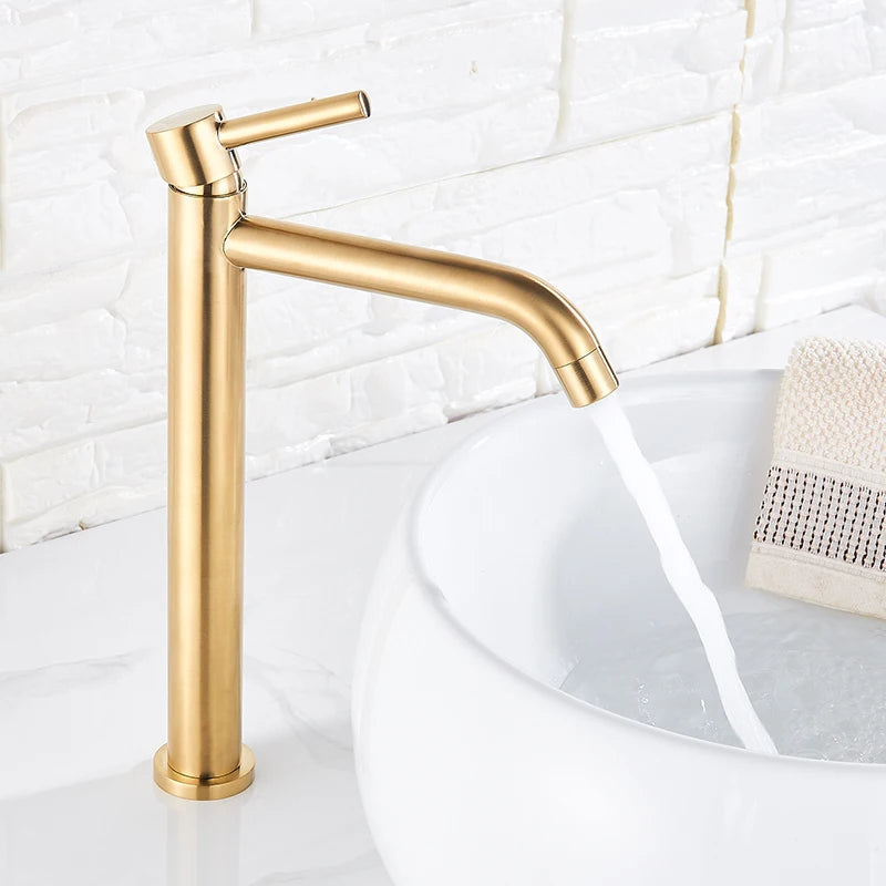 Quyanre Black Chrome Tall Basin Sink Faucet Slim Bathroom Washbasin Water Mixer Tap Hot Cold Water Basin Crane Tap Bathroom Tap