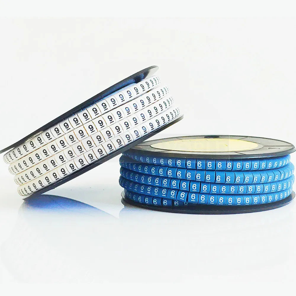 Cable Marker Wire Label EC-0 EC-1 1000pcs Mark Number 0 to 9 Cable Management Colored Wire Protection PVC Wire organizer Sleeves