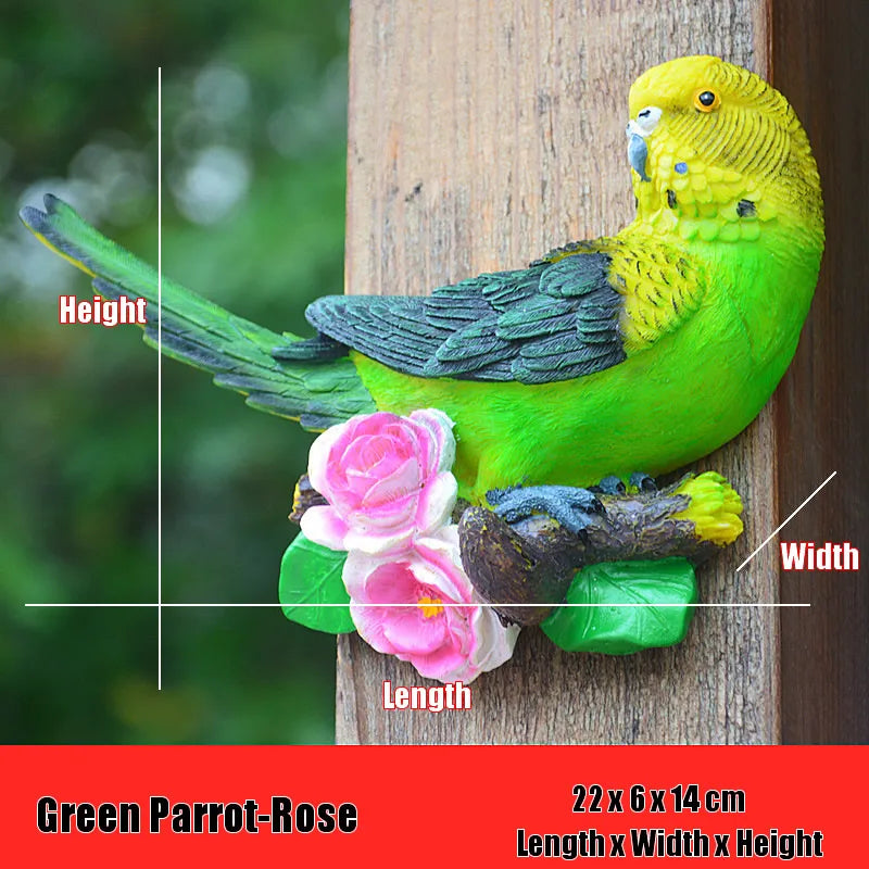 Creative Resin Parrot Wall Tree Mounted Outdoor Garden Decoration Statue Animal Sculpture For Home Office Garden Decor Ornament