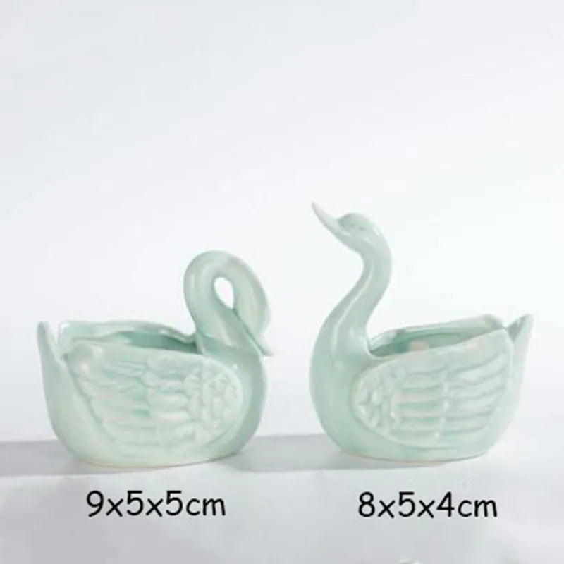 Pocelain Blue Fish Flower Vase European Style Cute Fleshy Flowerpot Mini Bonsai Cactus Flower Pot for Home Garden Home Decor