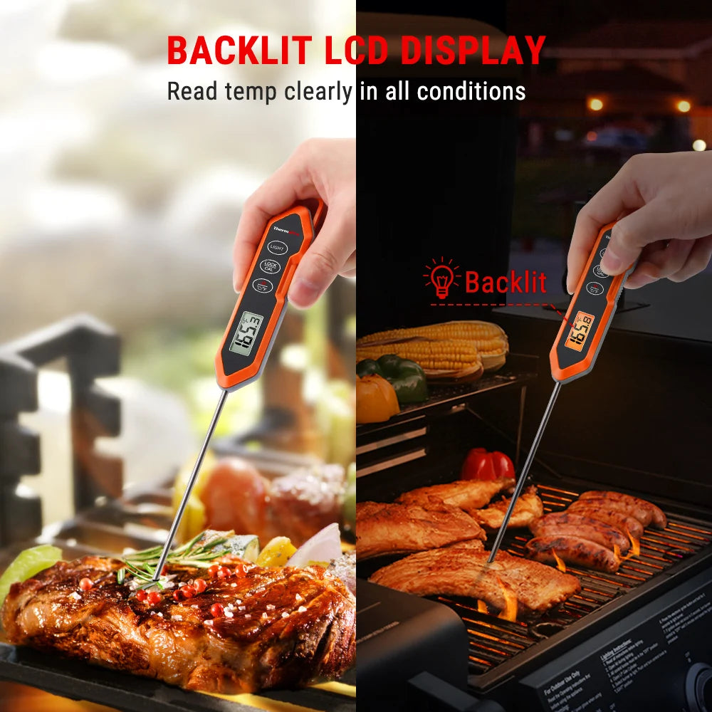 Digital Waterproof Meat Thermometer with Backlight & Instant Read