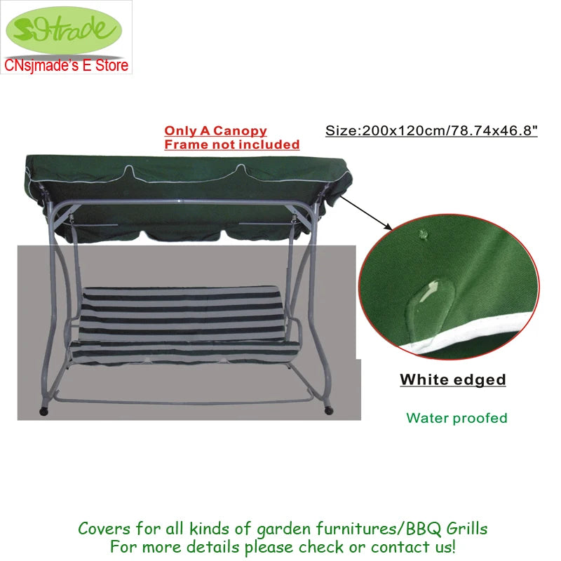 Dark Green Hammock canopy Cloth for 3 Seats Metal Hammock, 200x120cm/195x125cm,Top Roof replacement for swing, custom made