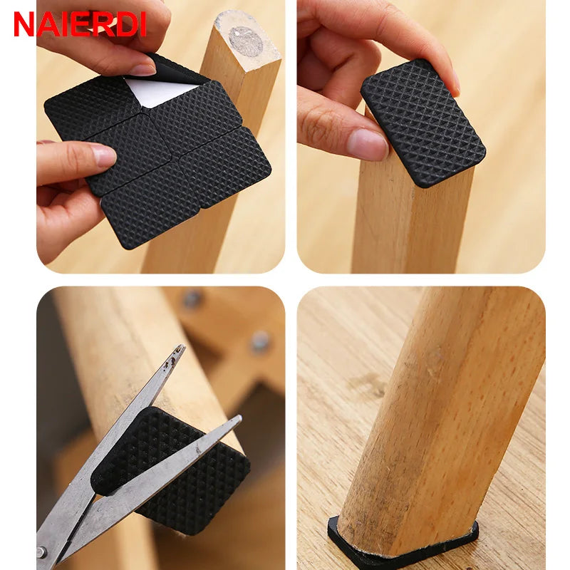 NAIERDI 1-24PCS Self Adhesive Furniture Leg Feet Rug Felt Pads Anti Slip Mat Bumper Damper For Chair Table Protector Hardware