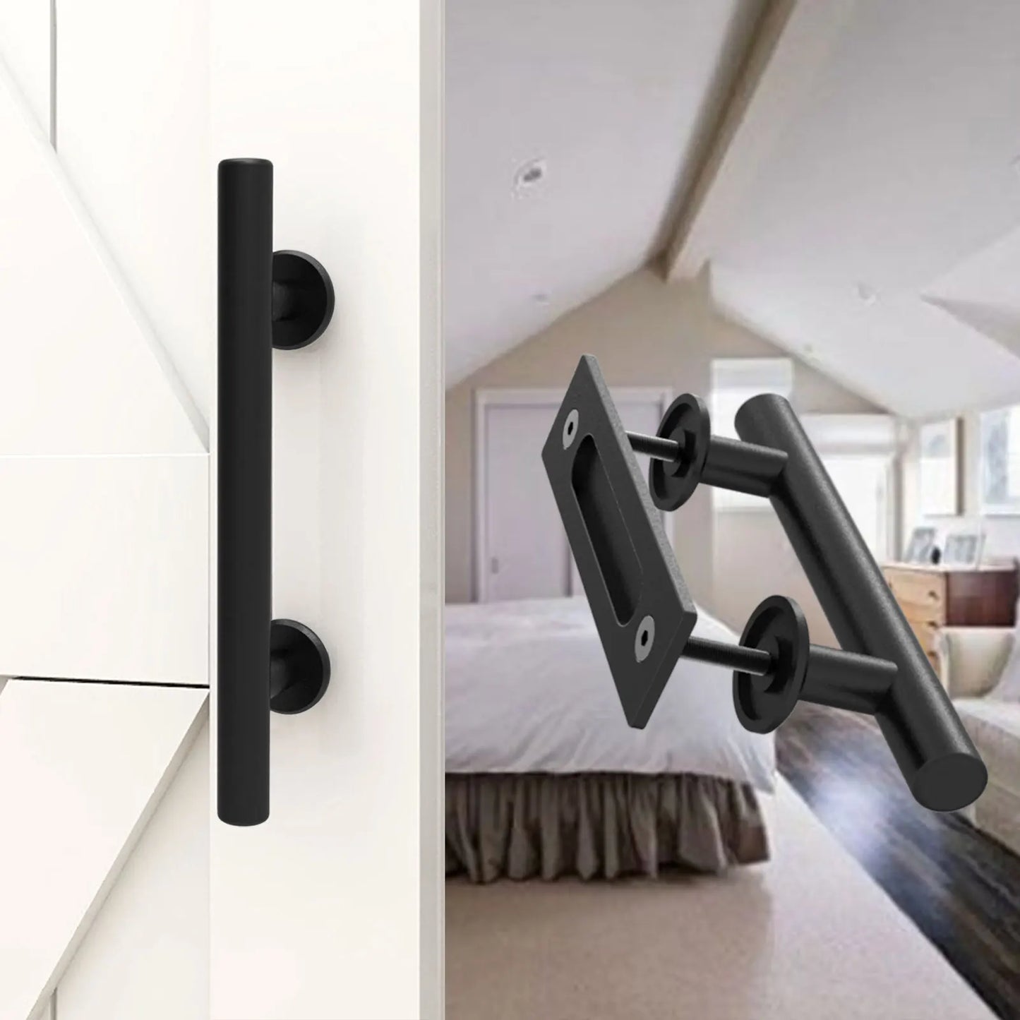 Sliding Barn Door Handle Pull Cabinet Flush Hardware Set Wood Door Handle Interior Door Furniture Handle Hardware