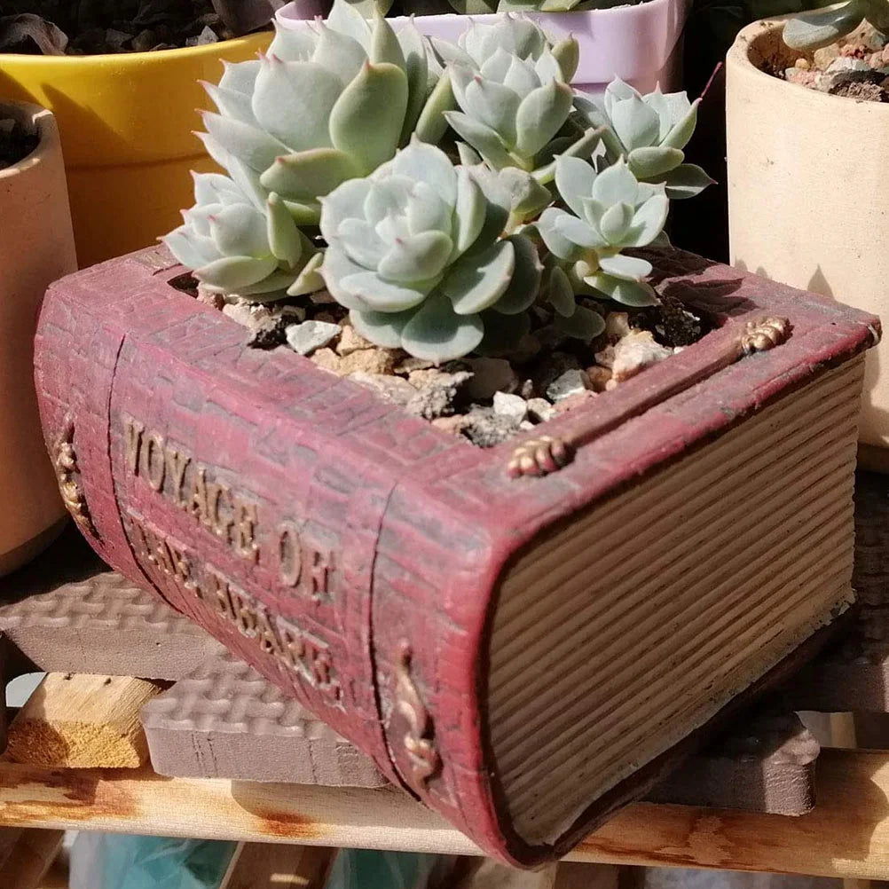 Mini Resin Book Design Flowerpot Bonsai Plant Container Desktop Decor Garden Balcony Office Decoration Gift Friends Indoor