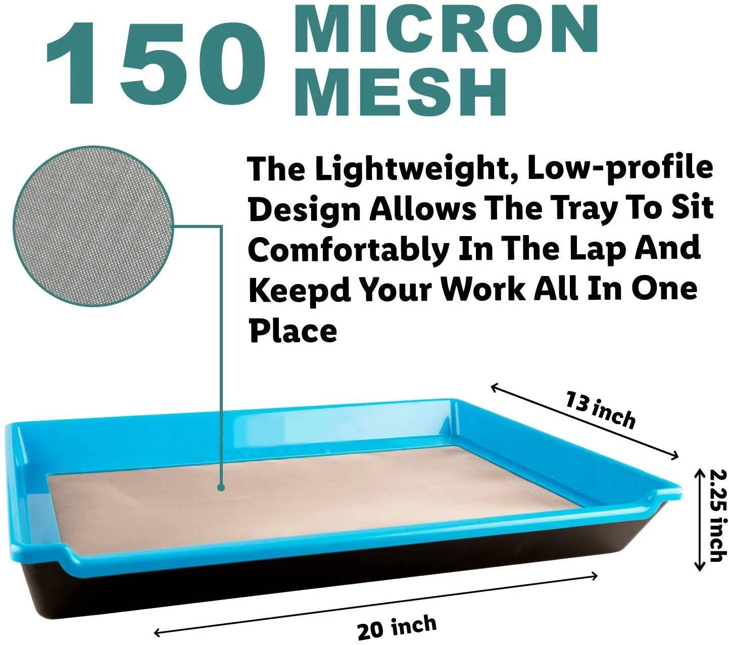 2-in-1 Trimming Tray Harvest Trim Bin Set for Buds Herb Flower Trimming Scissors 150 Micron Fine Mesh Dry Sift Pollen Screen