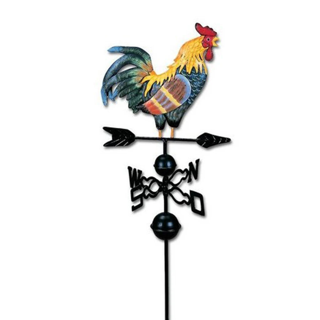 Iron Rooster Weather Vane Metal Weather Vane Painted Ornament For Roof Shack Indicating Wind Direction Yard Decor Cock Decorated