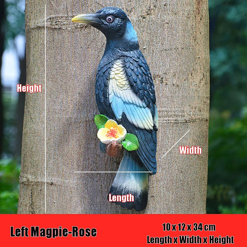 Creative Resin Parrot Wall Tree Mounted Outdoor Garden Decoration Statue Animal Sculpture For Home Office Garden Decor Ornament