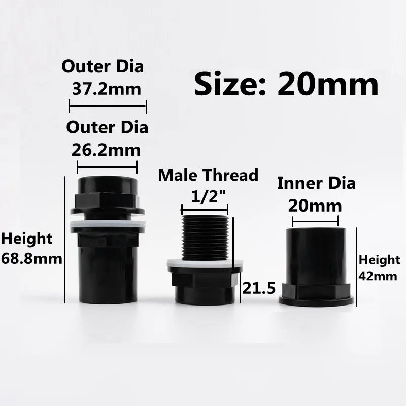 20-50mm PVC Pipe Thicken Connectors Fish Tank Pipe Drainage Connector Garden Drain UPVC Pipe Adapter Water Supply Pipe Fittings