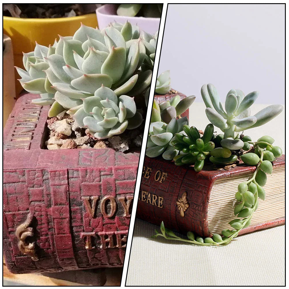 Mini Resin Book Design Flowerpot Bonsai Plant Container Desktop Decor Garden Balcony Office Decoration Gift Friends Indoor