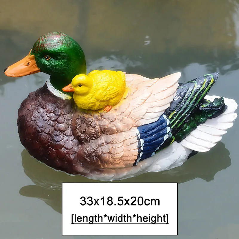 Cute Resin Floating Duck Statue Outdoor Garden Pond Fish Tank Decorative Swimming Wild Duck Sculpture For Garden Decor Ornament