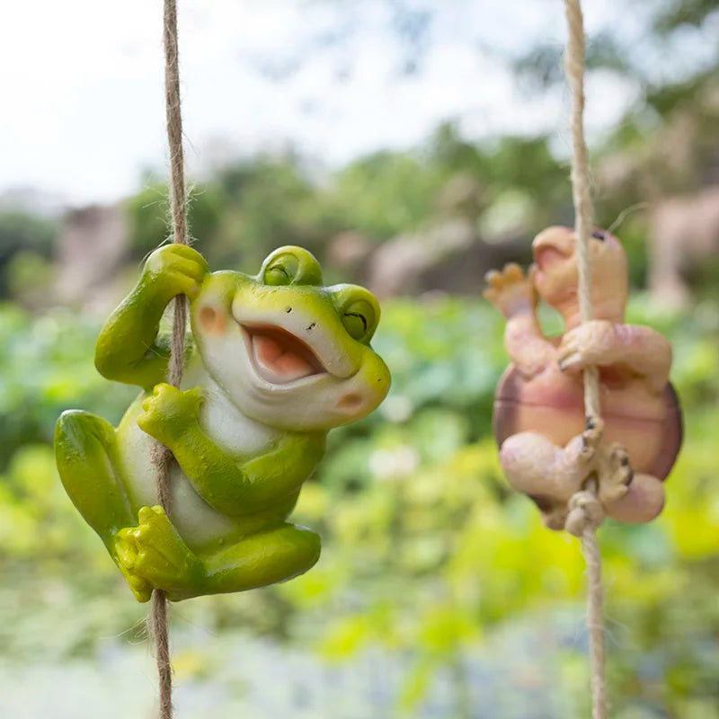 3pcs/Set Creative Cute Hang Frogs Tortoise Resin Statue Garden On Tree Decorative Pendant Indoor Outdoor Decor Ornament