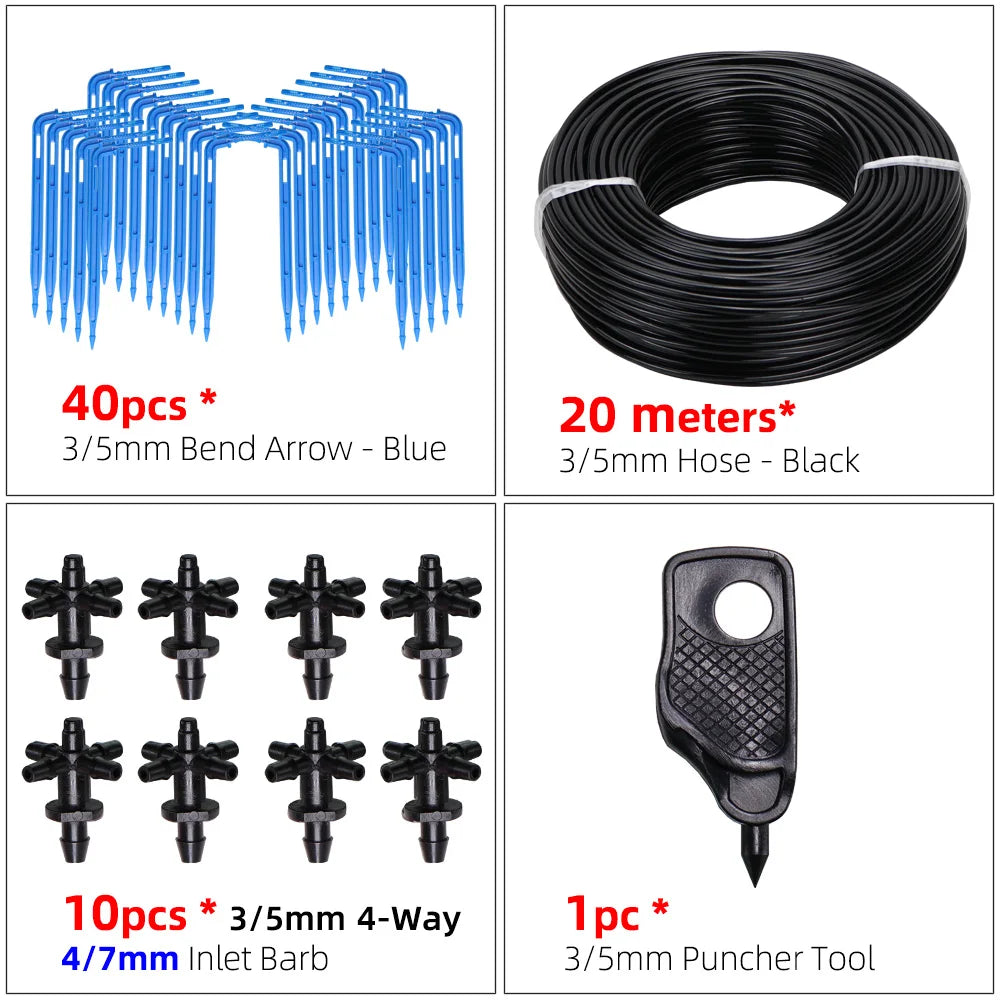 Greenhouse drip irrigation 4-way drip arrow 2-way transmitter irrigation system Potted plants with greenhouse suite 10set 20set