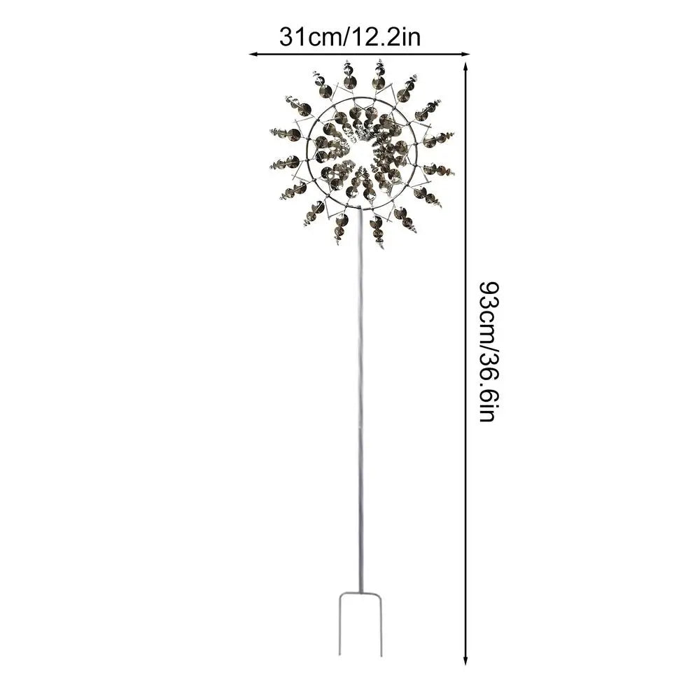 3D Wind Powered Wind Spinners Metal Wind Solar Spinners Garden Iron Windmill Ornaments For Yard And Garden Decor