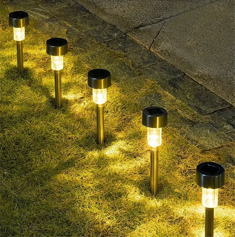 Fairy Light Solar Powered Lamp Outdoor Yard Lawn Decoration 10PCS Stainless Steel Solar Garden Light Lanter Landscape Lighting