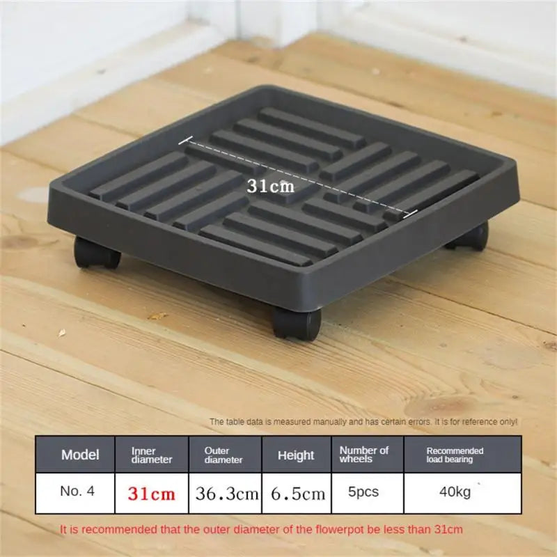 Flower Pot Stand Trays With Wheels Multifunctional Flower Disc Base Durable Movable Round Square Bonsai Plants Trays Home Decor