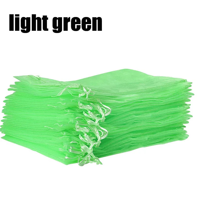 50pcs Fruit Protection Bags Mesh Netting Covers with Drawstring for Grapes Mango Veggies Reusable Pest Barrier Garden Plant Bags
