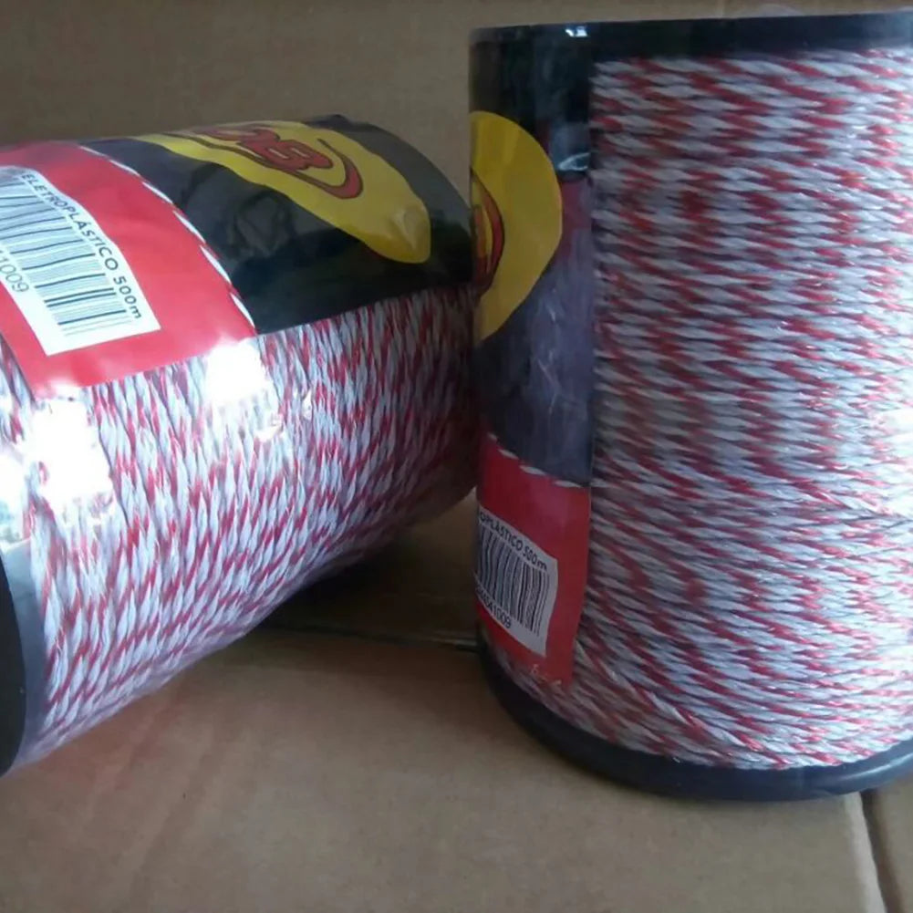 200/500M Roll Electric Fence Rope Polywire with Steel Poly Rope for Horse Animal Fencing Ultra Low Resistance Wire and Accessory