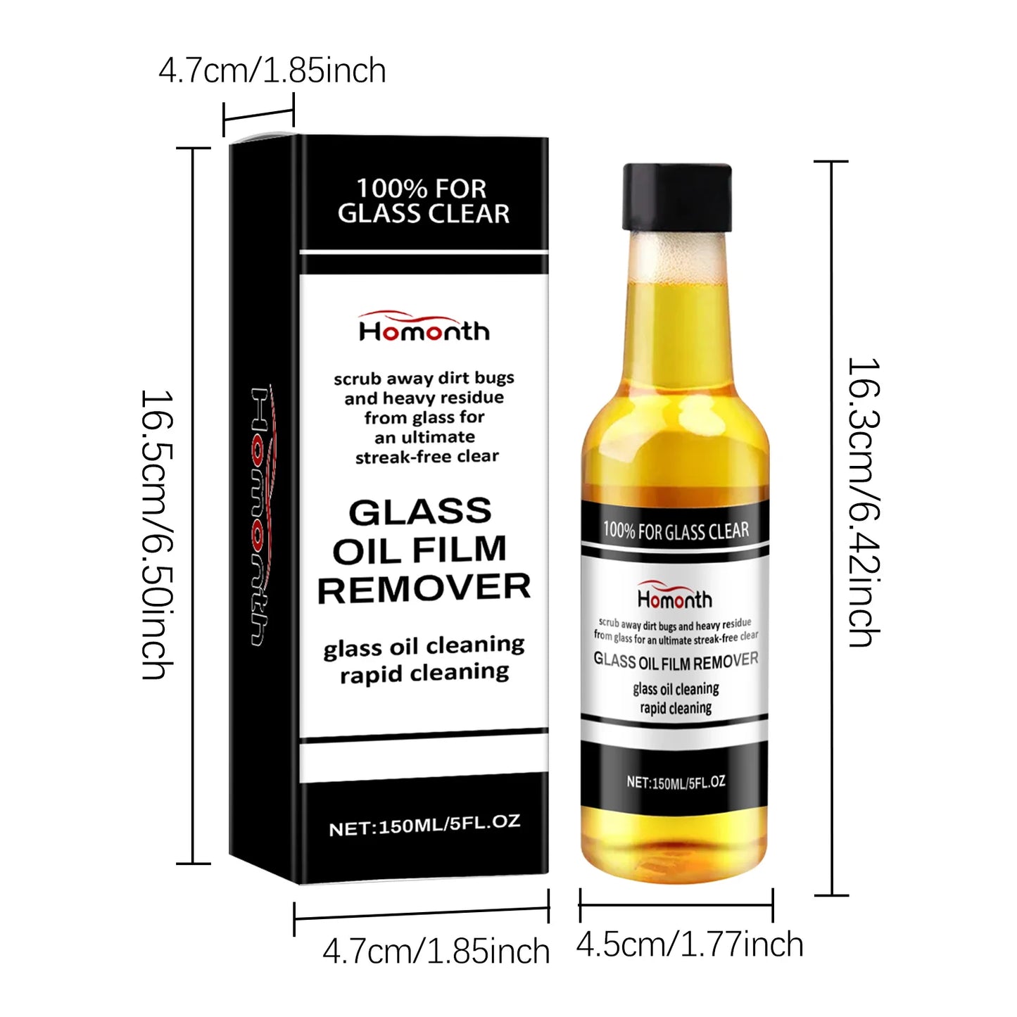 Homonth Glass Oil Film Remover Cleaning Agents Quickly Remove Stubborn Oil Film On Glass And Maintain Clear Vision 150ml