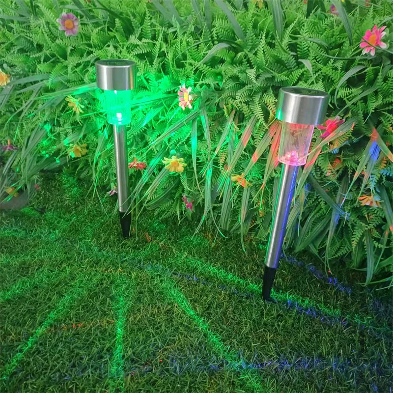 10-24PCS Stainless Steel Solar Garden Light Outdoor Solar Powered Lamp Lanter Waterproof Landscape Lighting Yard Lawn Decoration