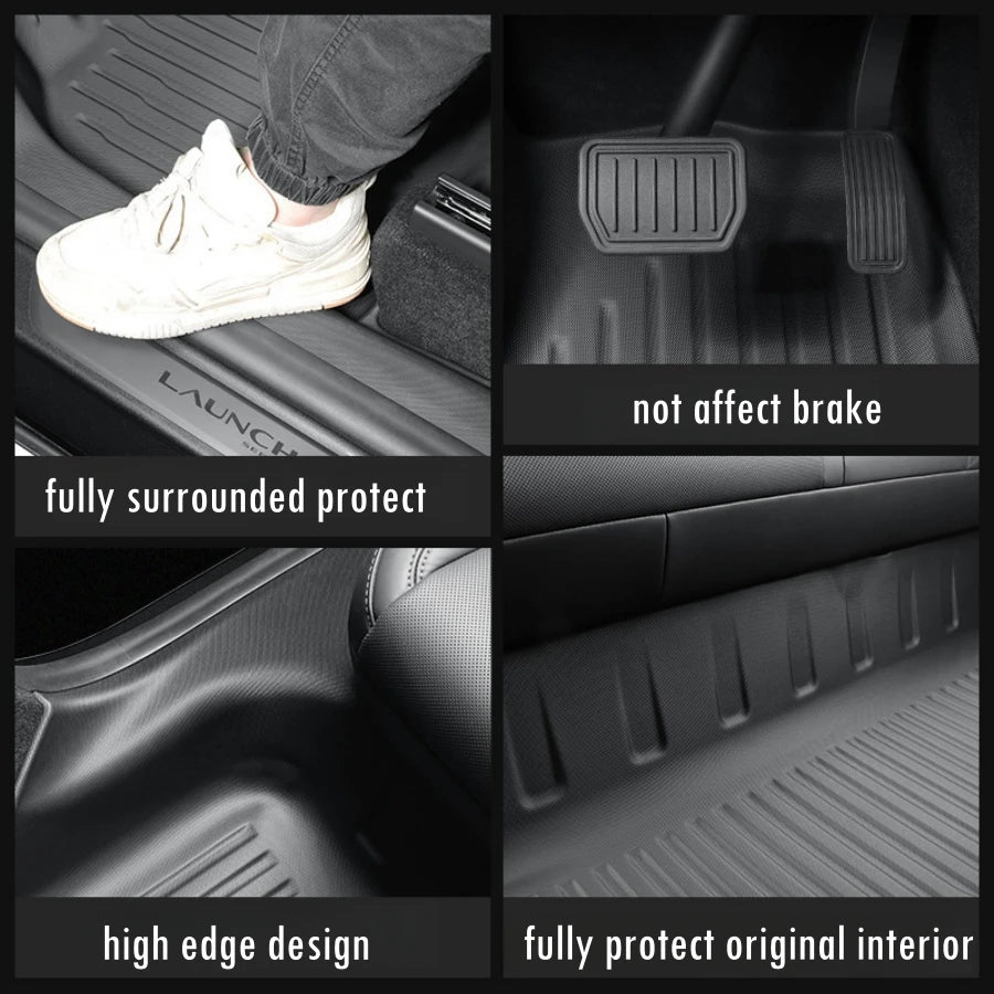 Fully Protection Floor Liners For 2025 Tesla Model Y Juniper Floor Mats with Door Sill Protector Front Rear Cargo Liner Juniper