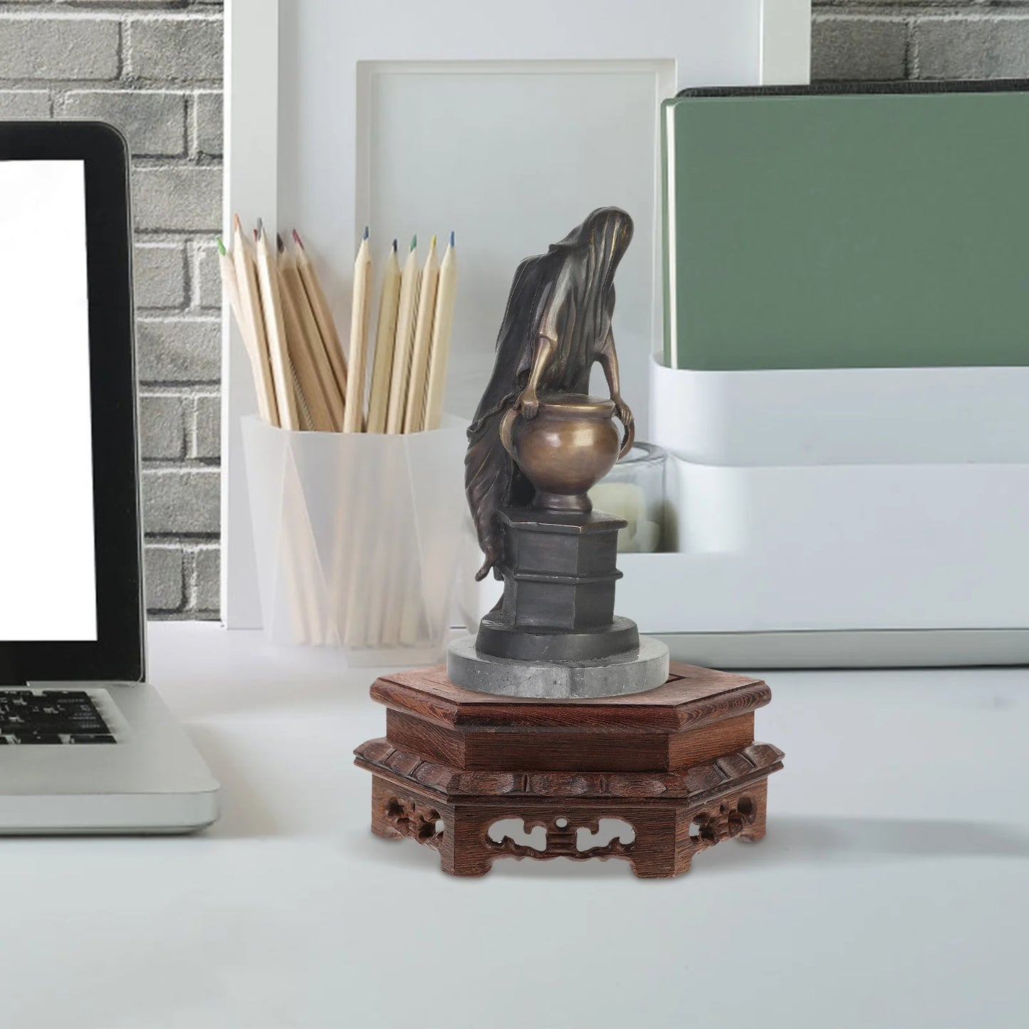 Small Size Solid Wood Base Hexagonal Wooden Plant Stand Potted Plant Riser Indoor Plant Holder Vase Display Stand Fish Bowl