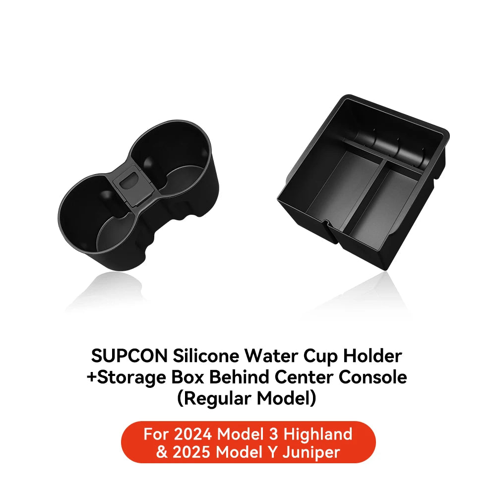 YZ For Tesla Model 3 Highland 2024 Model Y juniper 2025 Storage Box Center Armrest Hidden Box Cup Holder Organizer Accessories