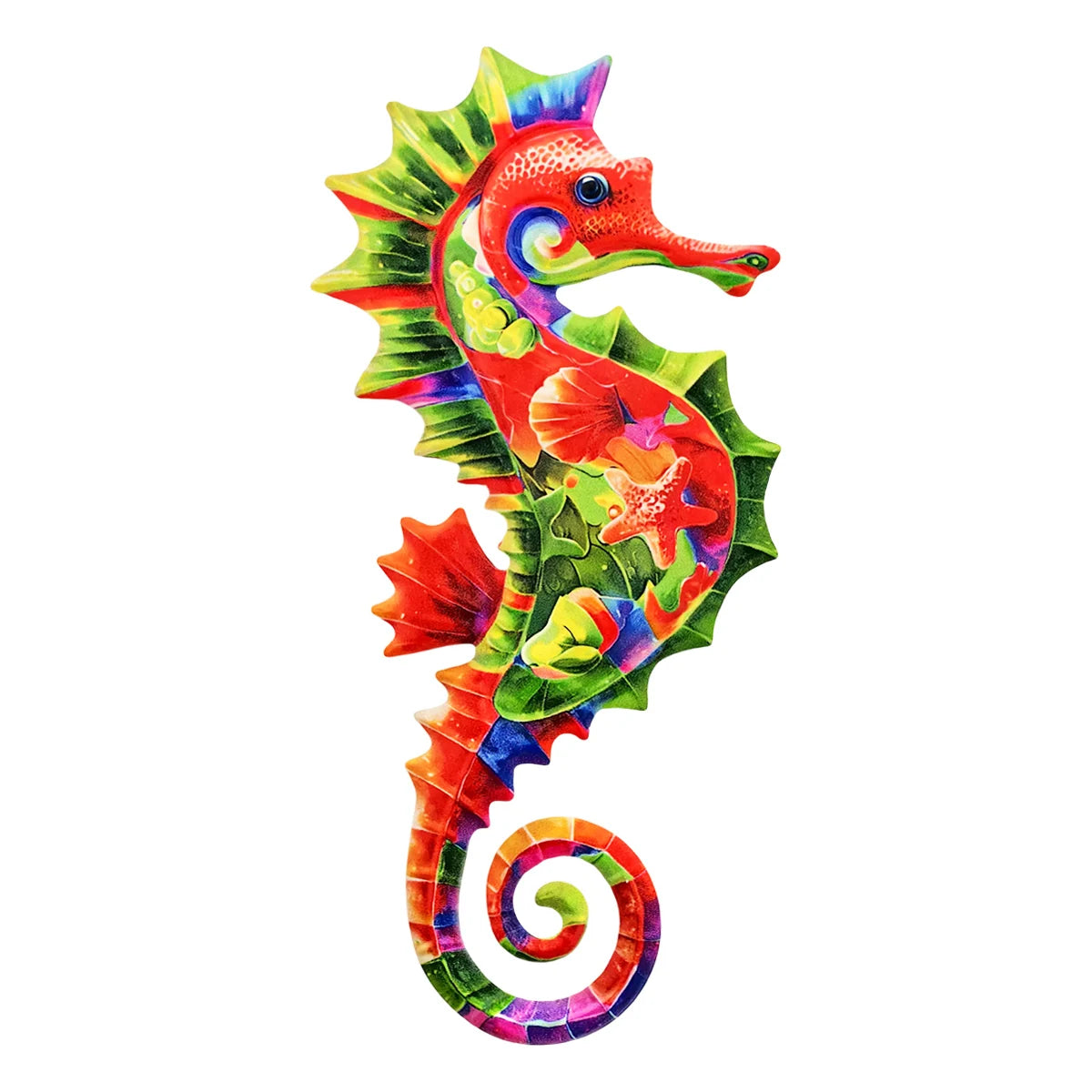 Eye-catching Metal Ocean Seahorse Wall Decor Hanging Wall Outdoor Garden Sculpture Statue Home Yard Pool Bathroom Living Room
