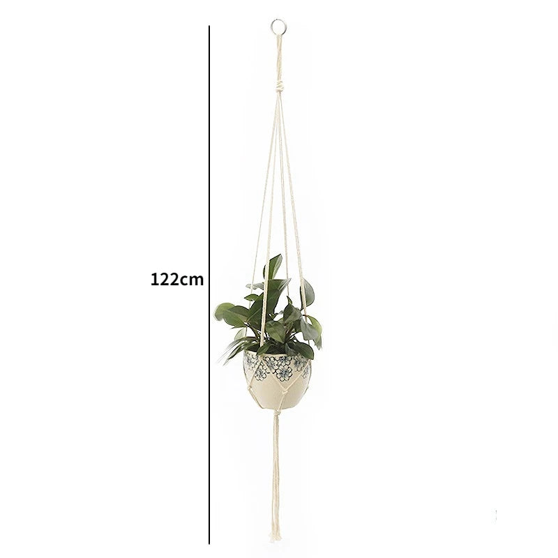 Handmade Macrame Plant Hanger Basket Flower Pot Balcony Hanging Decoration Knotted Lifting Rope Bohemian Style Home Garden Decor