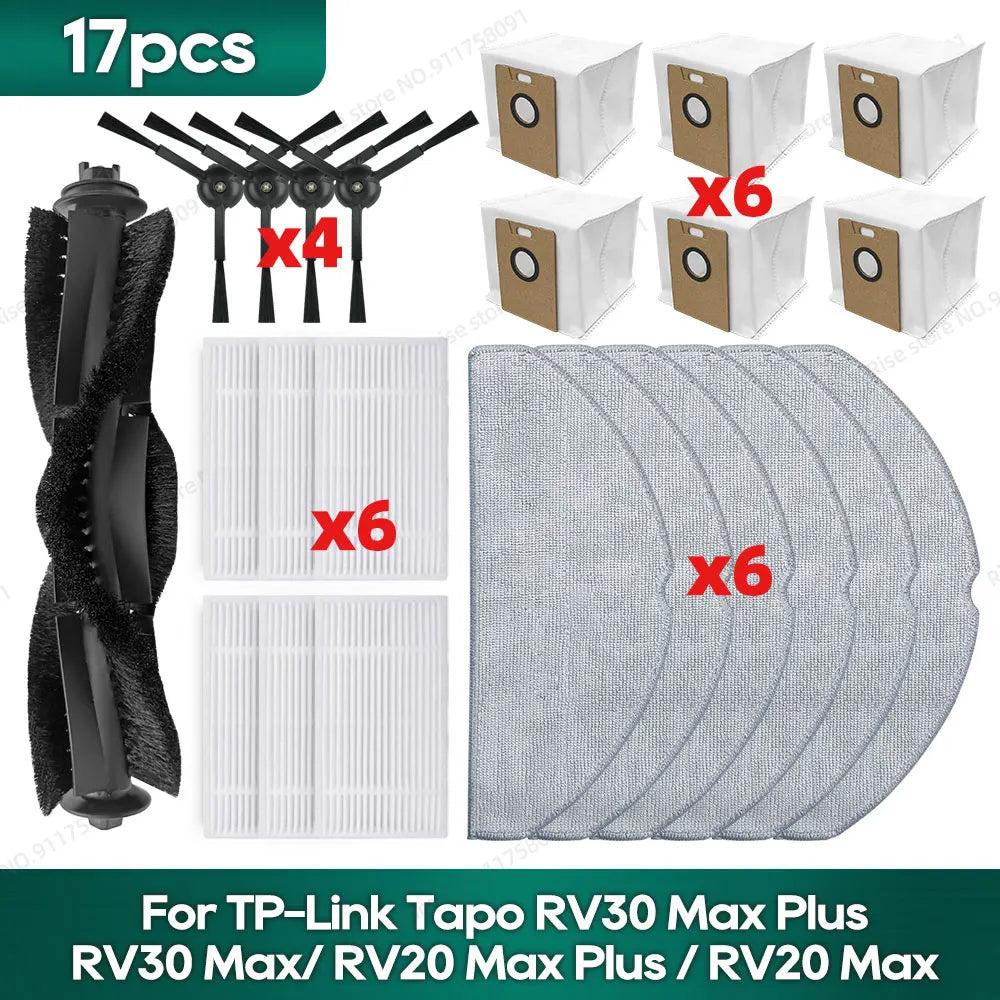 Compatible for TP-Link Tapo RV30 Max Plus/ RV30 Max/ RV20 Max Plus / RV20 Max Accessories Hepa Filter Mop Side Brush Parts