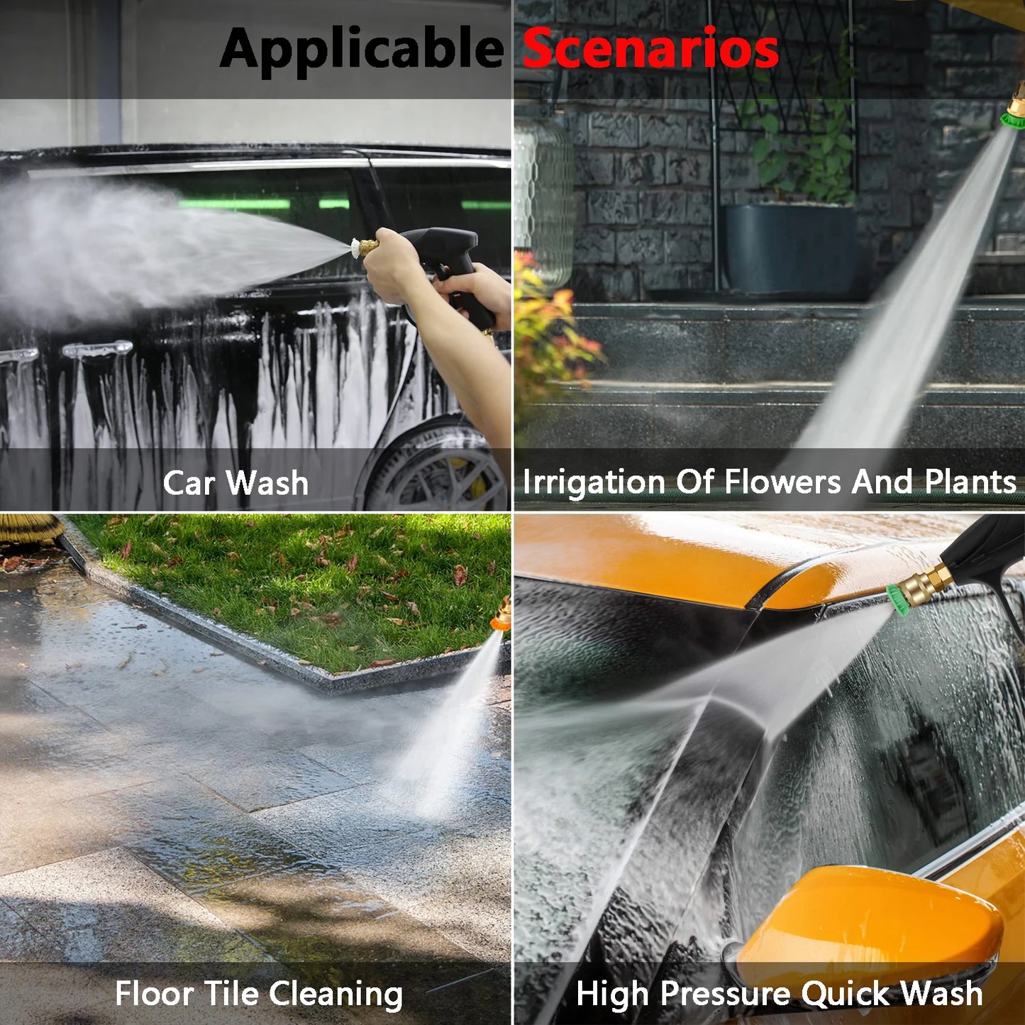 Short Handle High Pressure Washer Gun with 5 Replacement Spray Nozzle Tips For Car Washing And Garden Cleaning Tools