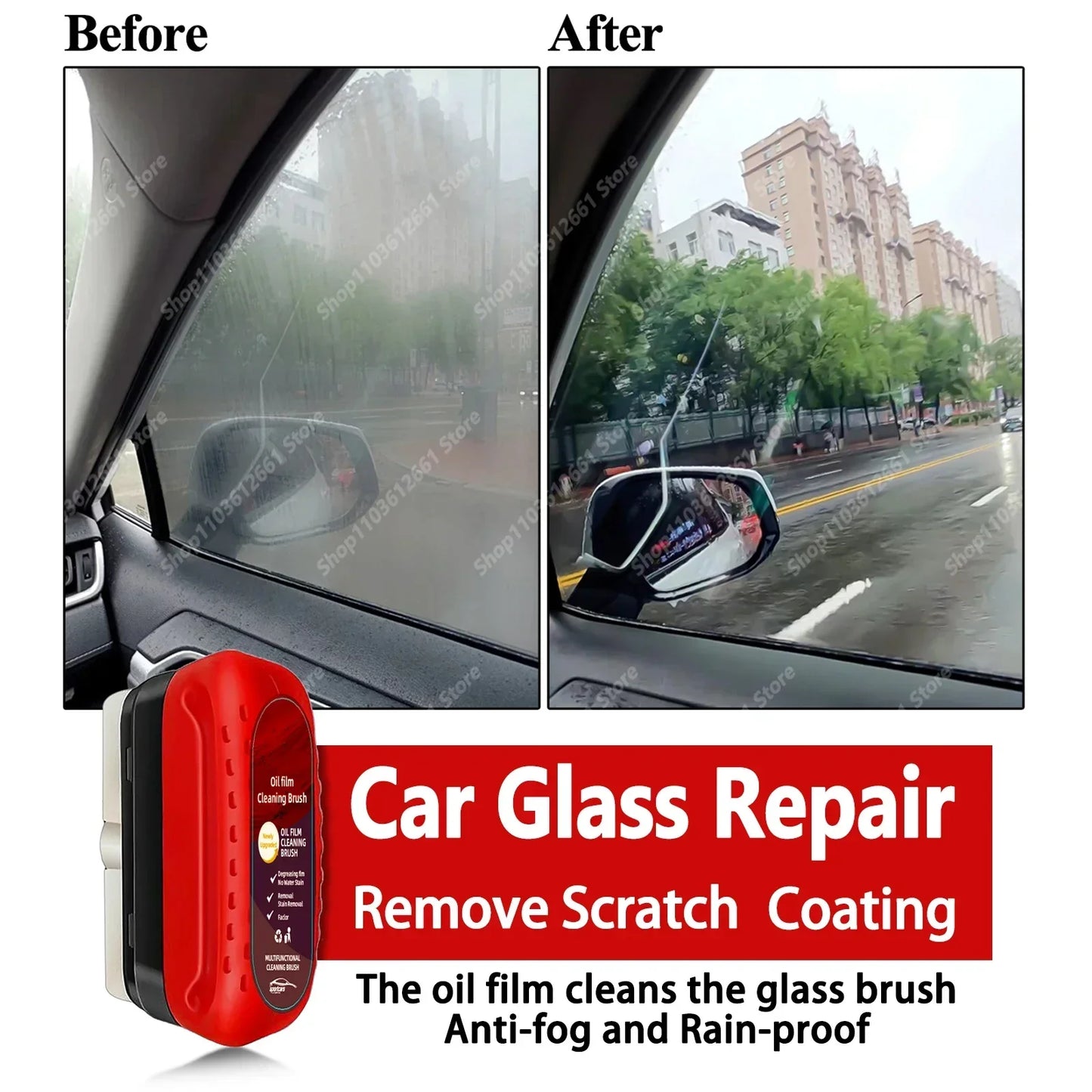 Car Glass Coating & Oil Film Remover Kit | Anti-Fog & Rain-Proof Window Cleaner