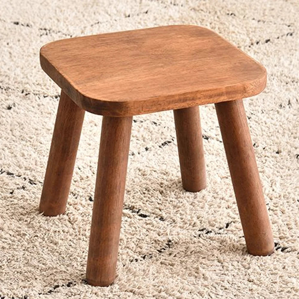 Walnut & Natural Wood Bench Lightweight 3.1 lbs Stool for Home Bathroom Non-Slip Durable Easy Storage