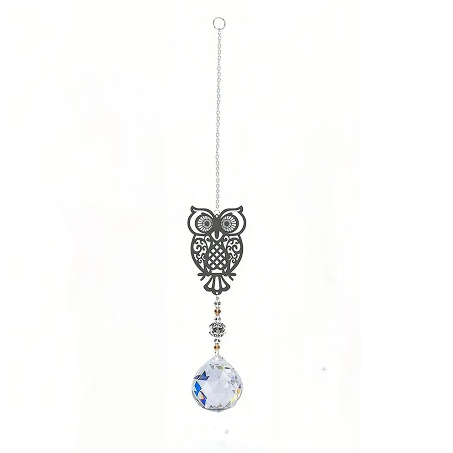 1PC Hanging window sun prism decor indoor crystal catcher rainbow maker decor owl hummingbird pendant