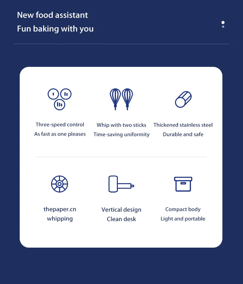 Cordless Hand Mixer Twin Stick Electric Whisk USB Rechargeable Handheld Electric Mixing 3 Speed Egg Beater For Baking