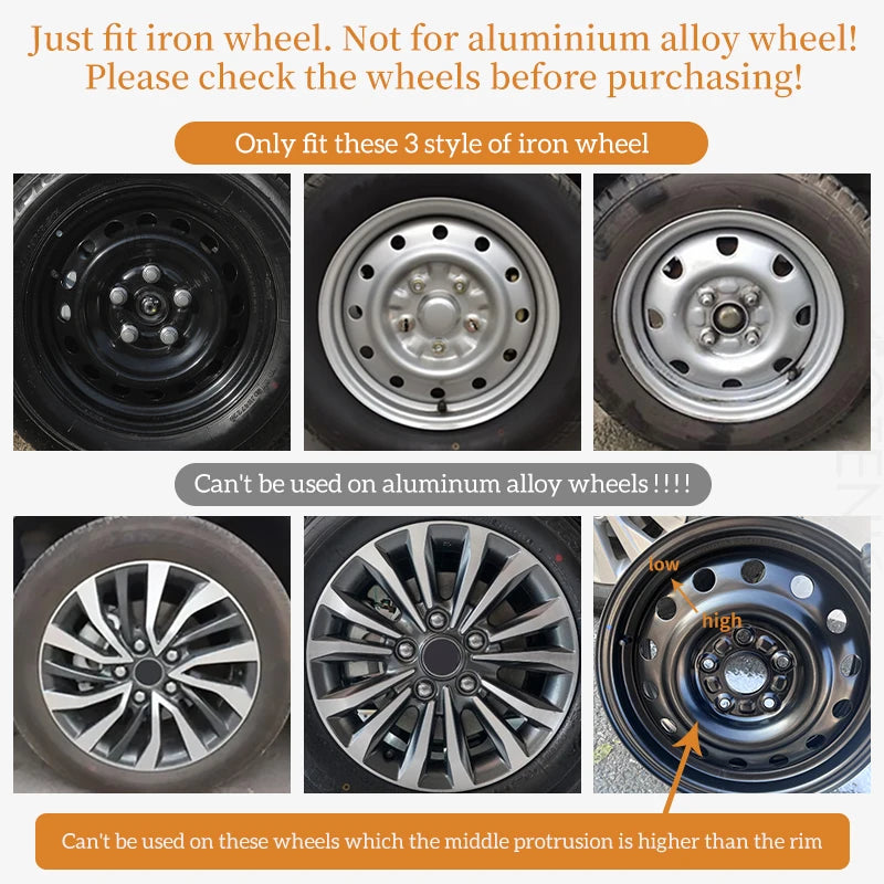 15inch Starfish Style Hub Cap Cover for Iron Rim Wheel Cover Set of 4 Steel Wheel Cover Replacement Hubcap for R15 Tire