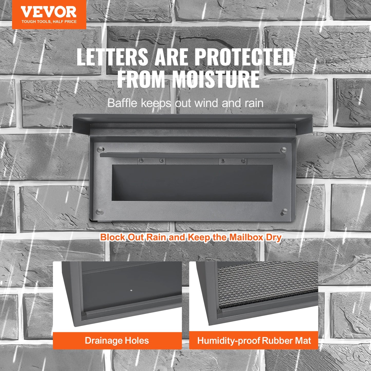 VEVOR Through The Wall Drop Box, Heavy Duty Steel Through the Wall Mailbox with 2.8-7.9" 13" Combination Lock, Mail Drop Box