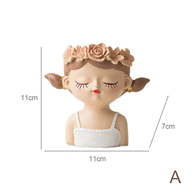 Cute Girl Flower Pot for Succulents, Decorative Planters Girls Portrait Garden Pots for Home Decor Desktop Ornament