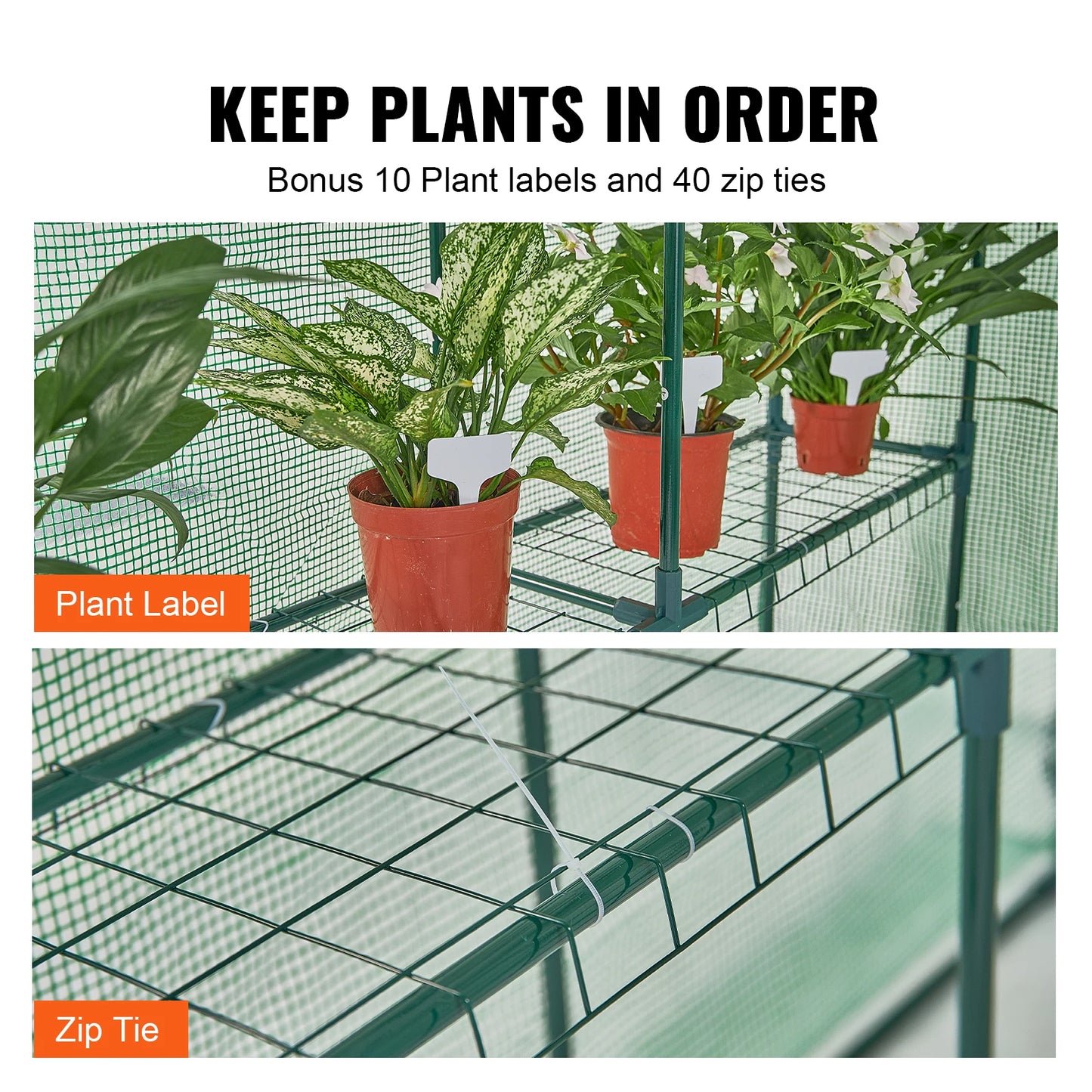 SucceBuy Walk-in Green House Greenhouse with Shelves High Strength PE Cover with Doors & Windows and Steel Frame for Planting