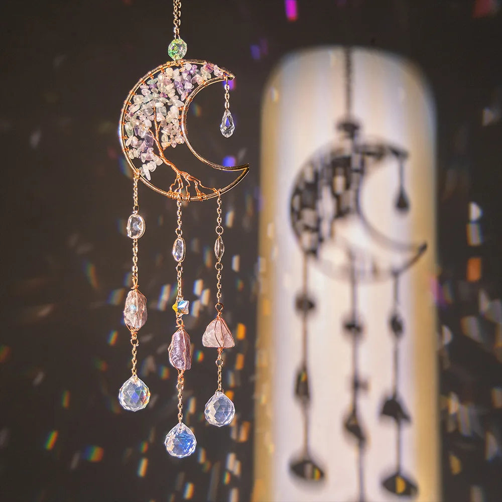DIY Sun Pendant Amethyst Sun Catcher Crystal Sun Light Catcher Pendant Amethyst Ornaments Hanging Drop Outdoor Garden Home Decor