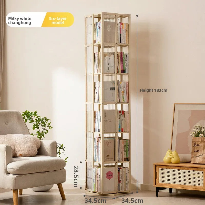 Rotating bookshelf 360 degree floor storage shelf Internet celebrity home simple student bookcase