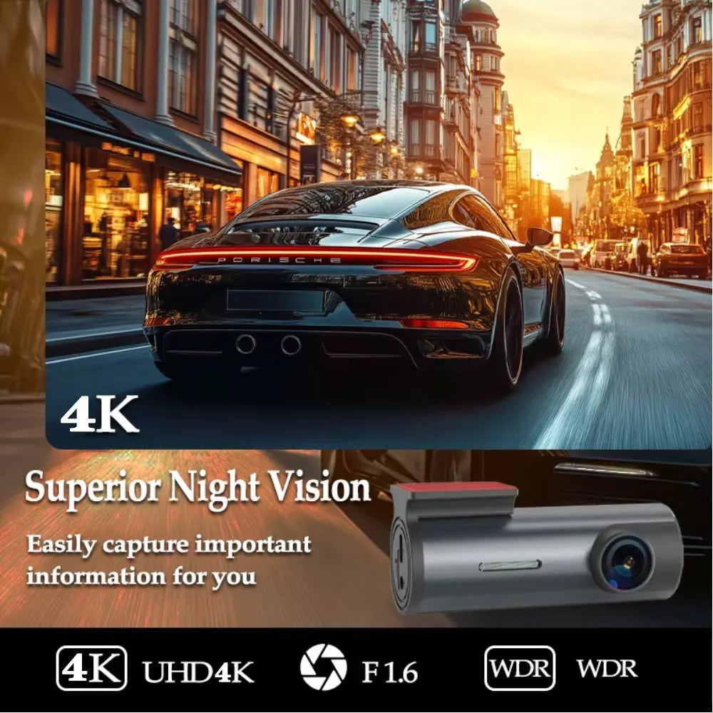 Dash Cam 4K WiFi GPS Dash Camera for Cars Mini Front Car DVR 24H Parki