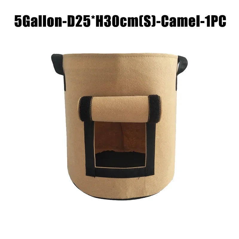 5/10Gallon Felt Plant Grow Bags Nonwoven Fabric Garden Potato Pot Greenhouse Vegetable Growing Bags Moisturizing Vertical Tools