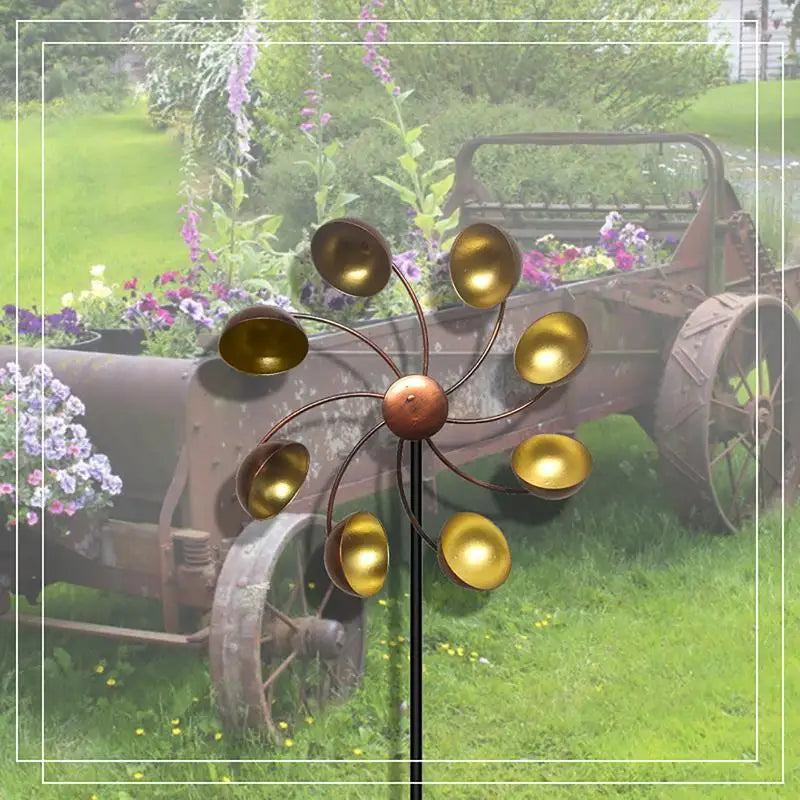 66cm Outdoor Windmill Decoration Garden Iron Rotating Windmill Wind Windmill Garden Yard Outdoor Decor Mental Ground Stake
