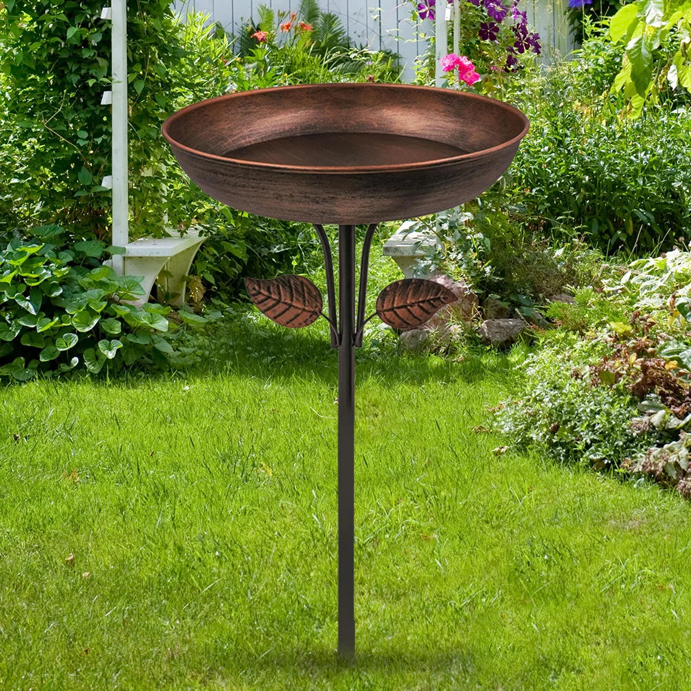 Removable 13 Inch Dia Bowl Metal Bird Bath with Metal Stake Easy To Clean Birdbath Bird Feeder Bowl for Garden Yard Lawn Decor