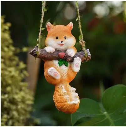 Double Rabbit Hanging Basket Flowerpot Wreath Mother And Child Rabbit Resin Crafts Outdoor Garden Yard Balcony Figurines Decor