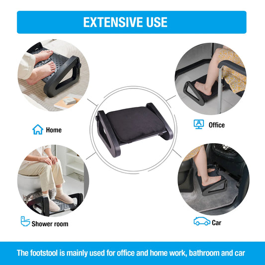 Scalebeard Under Desk Footrest with Massage Surface Ergonomic 6 Height Position Adjustable Foot Stool with Firm Non-Slip Legs