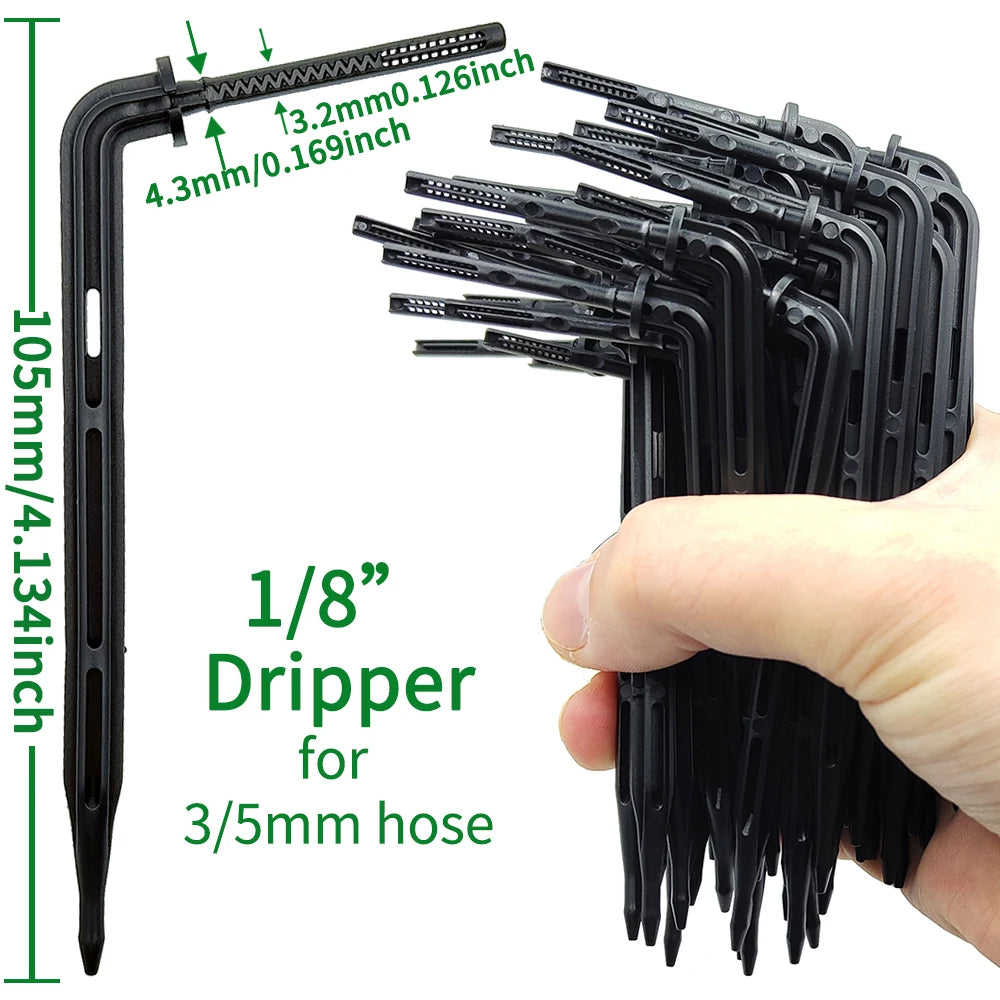 Greenhouse Drip Irrigation Kit Automatic Watering System Garden 4-Way 4/7mm to 3/5mm Hose Dripper for Pot Plant Vegetable Bonsai