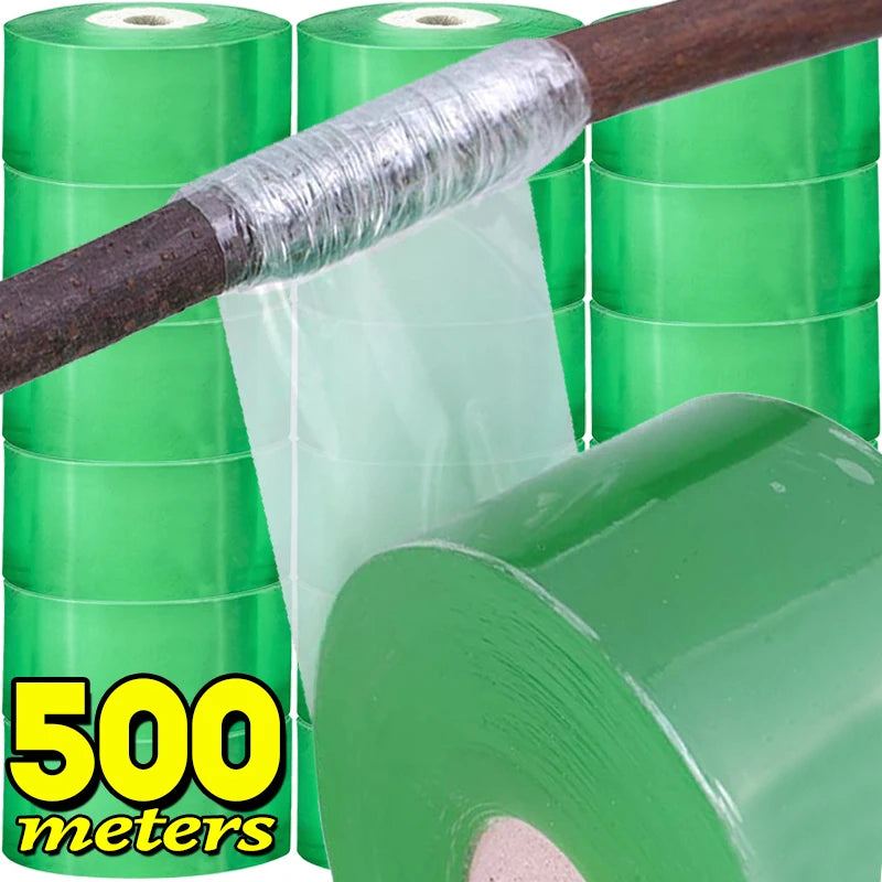 100/500m PE Grafting Tape Film Stretchable Self-adhesive Garden Tree Roll Tape Plants Seedlings Vine Tomato Grafting Accessories