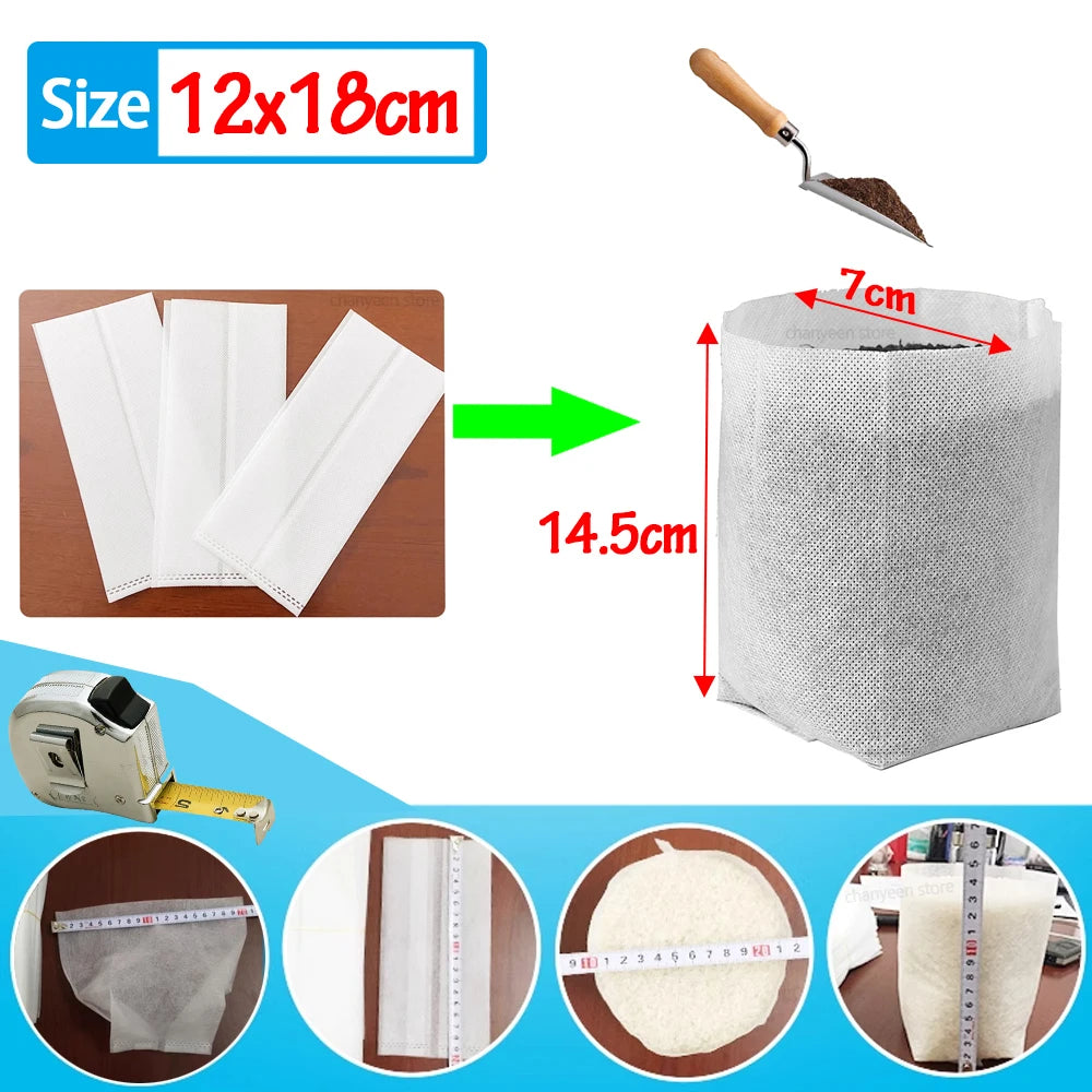 100-200Pcs Nursery Bags Plant Grow Bags Biodegradable Non-woven Fabric Seeds To Sow Flower Pot For Home Garden Accessories Tools
